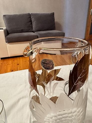 cex xrustali: Bohemia Glass sürahi və stəkan dəsti - Mənşə: Bohemia Glass, Çexiya — 3