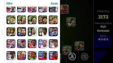 EFootball mobil oyunu üçün güclü hesab/squad - Kollektiv Güc: 3173 - — 1