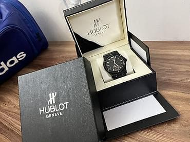 sensor saatlar: Hublot Geneve kişi qol saatı – qara rəngli, zərif dizayn Orginal — 3