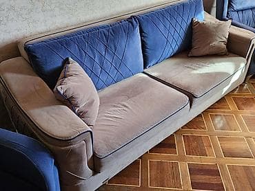 Divan və iki kreslo dəsti - Tərkib: 3 nəfərlik yumşaq divan + 2 ədəd