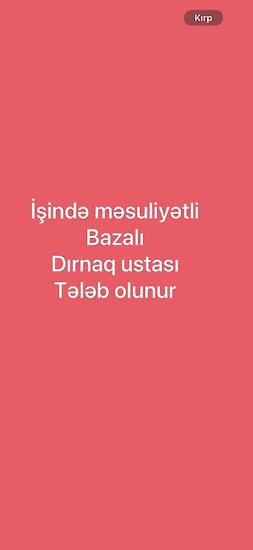 Dırnaq ustası tələb olunur, Yerin icarəsi, 1 ildən az təcrübə, Forma