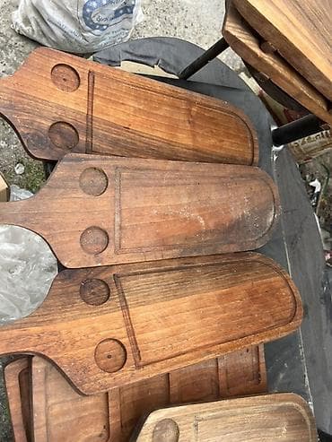 stylus pen: Taxta servis və kəsim lövhələri dəsti - Material: təbii bərk ağac — 6