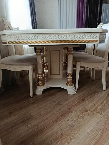 klassik stul: Для гостиной, Б/у, Раскладной, Прямоугольный стол, 8 стульев — 2