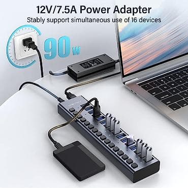 apple ipad pro: ACASIS 16-Port USB 3.0 Hub – yüksək tutumlu masaüstü USB bölücü - 16 — 2