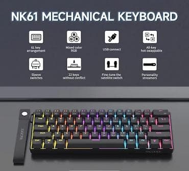 klaviatura satışı: NK61 Mexaniki Klaviatura - 61 düyməli kompakt 60% düzülüş – masa — 1