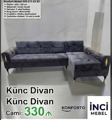 divan: Künc divan, Yeni, Açılan, Bazalı, Parça, Şəhərdaxili pulsuz çatdırılma — 1