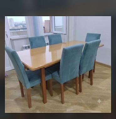 dirnaq masa: NigMasa desdi satlr Açlan kvadrat masa +6 stul Normal vezyetdedir — 1