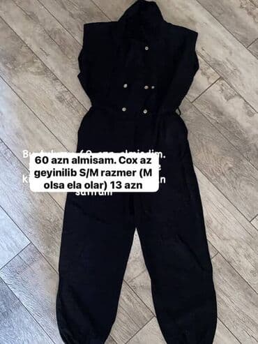 30 razmer: - Qara kombinezon: S/M razmer (M olsa da uyğun). Ön hissədə iki cüt — 1