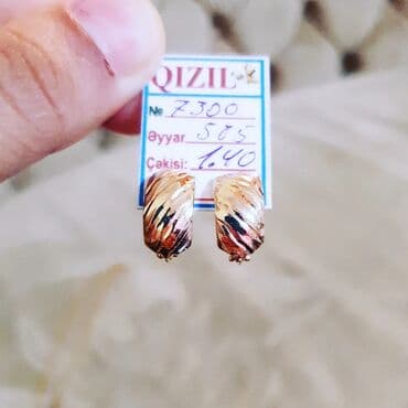 tək qaş: Sırğa, Sarı qızıl, 585 Əyar, 1400 g — 4