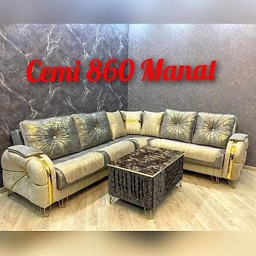 dəmir divan: Künc divan dəsti - Müxtəlif rəng variantları: krem, bənövşəyi, tünd — 2