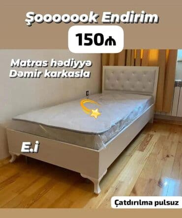 dəmir çənlər: Təknəfərlik çarpayı, Bazasız, Matras ilə, Siyirməsiz — 1