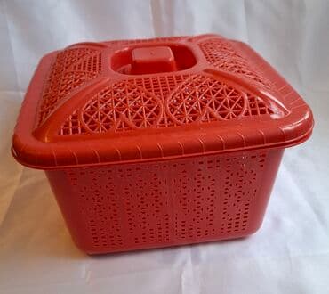 Qapaqlı plastik səbət - Rənglər: qırmızı və yaşıl - Material: möhkəm — 5