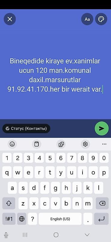 Bineqədidə kirayə ev – yalnız xanımlar üçün. Aylıq 120 manat, kommunal