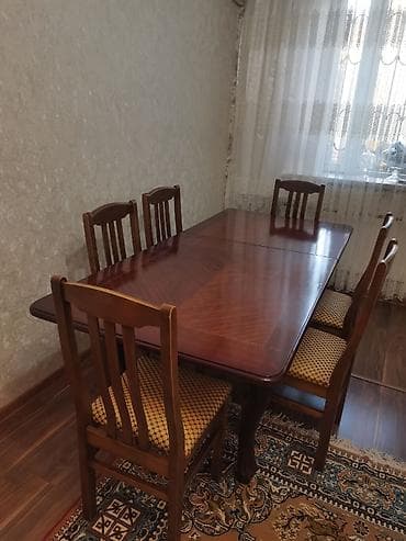 kohnə stul: Qonağ otağı üçün klassik masa və 6 ədəd stul dəsti. 2-Metir 90 Açılıb — 1