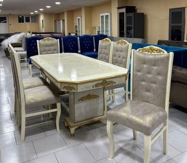 стулья тонет: Для гостиной, Новый, Нераскладной, Прямоугольный стол, 6 стульев — 8