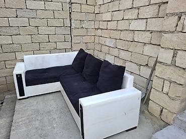 bal: Ağ-qara künc divan - L formalı, 2 hissədən ibarət künc divan - Rəng — 3