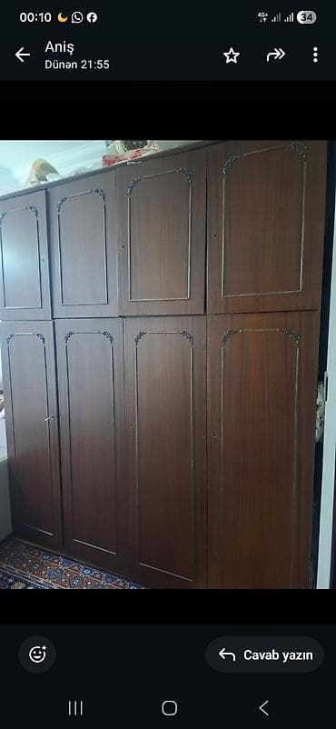 6 qapı, Qəhvəyi, Taxta, Açılan, Düz dolab