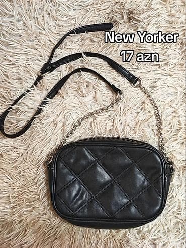 New Yorker çiyin çantası – 17 AZN. - Rəng: qara - Material: dəri
