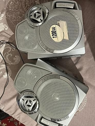 Микрофоны: İki ədəd akustik kolonka dəsti - Güc göstəricisi: 1200 W PMPO (etiket — 1