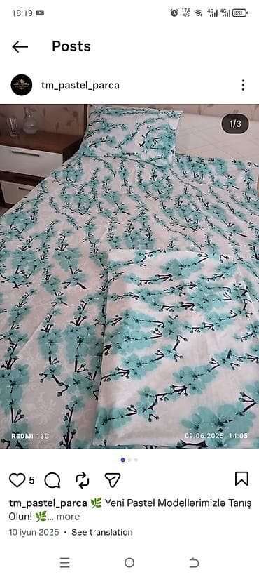 Pastel dizaynlı yataq dəstləri - Material: Təbii parça hissiyatı