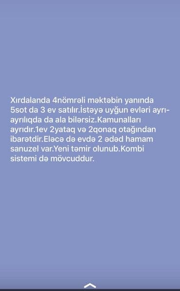 ilkin ödənişsiz tikinti materiallari: Xırdalan 4nömrəli məktəbin yaxınlığında yerləşir.Yerləşmə yeri tam — 2