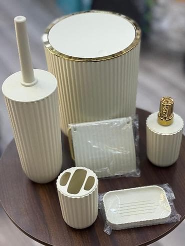 hamam skaflari: Vanna otağı aksesuar dəsti – 6 parça, zərif rellefli dizayn Dəstə — 2