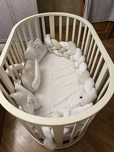 uşağ mebeli: Oğlan və qız üçün, Yumru, Beşik, Dəst ilə, Matras ilə, Yellənmə mexanizmsiz — 1