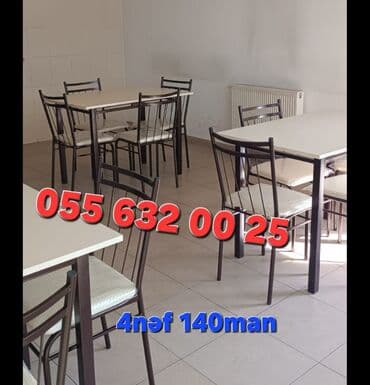 stol stul işlenmiş: Yeni, Kvadrat masa, 4 stul, Açılmayan, Stullar ilə, Metal, Azərbaycan — 3