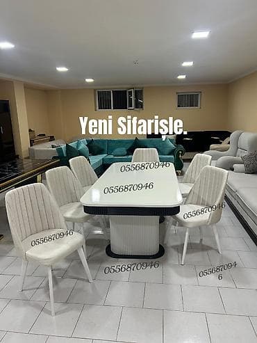 Qonaq otağı üçün, Yeni, Açılmayan, Oval masa, 6 stul