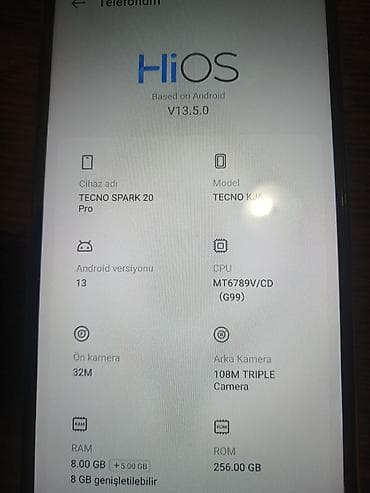 Mobil telefonlar: Tecno Spark 20 Pro, 256 GB, rəng - Qızılı — 2