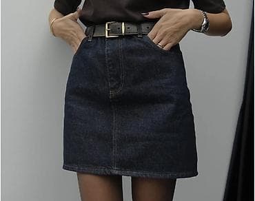 lalafo deri etek: Havoş qısa denim ətək - Rəng: tünd mavı (indigo) - Model: mini — 3