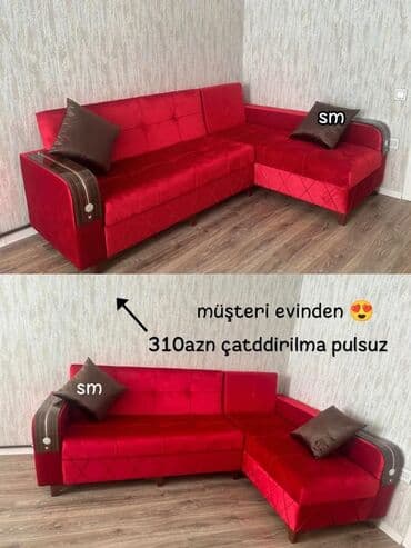 Künc divan, Yeni, Açılan, Bazalı, Vеlur parça, Pulsuz çatdırılma