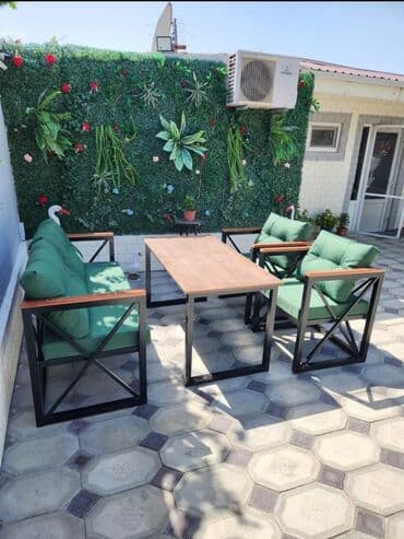 endirimde olan mebeller: Yeni, Kvadrat masa, 2 stul, Açılmayan, Skameykalar ilə, Taxta, Azərbaycan — 5