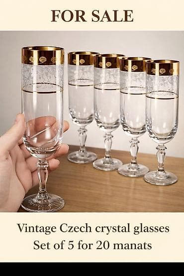 Qədəhlər, rəng - Qızılı, Xrustal, 6 ədədli dəst, 250 ml, Çexiya