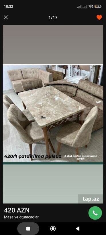 sulutepe kiraye heyet evleri 2022: Mətbəx üçün, Yeni, Açılan, Dördbucaq masa, 2 stul — 4