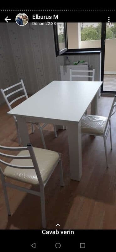 metbex stol stulları qiymetleri: Mətbəx üçün, Yeni, Açılmayan, Kvadrat masa, 4 stul — 5