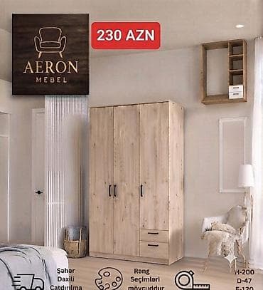 Aeron Mebel – 3 qapili dolab Dolab:H-200 E-120.D-47