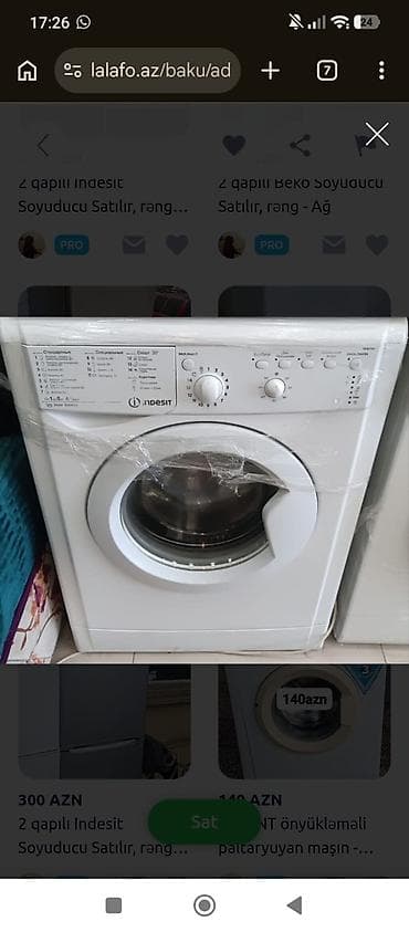 Indesit önyükləməli paltaryuyan maşın - Ön paneldə mexaniki