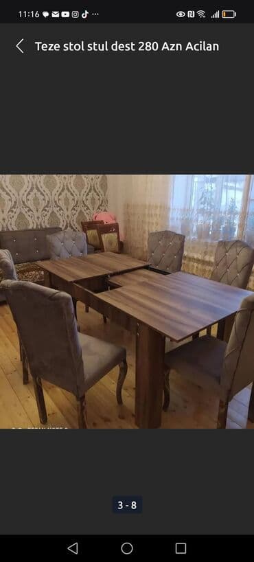 işlənmiş stol stul dəsti sumqayit: Qonaq otağı üçün, Yeni, Açılmayan, Dördbucaq masa, 6 stul — 30