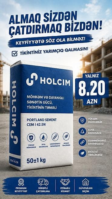 İnşaat betonu Holcim M-400, Həcm: 40 kubmetr, Sifarişlə
