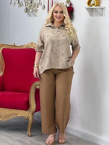 Qadınlar üçün iki hissəli dəst – kofta və şalvar - Rəng: bej üst