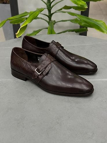 Ayaqqabılar: Kişi klassik ayyaqqabısı – tünd qəhvəyi rəng - Model: monk strap (tək — 2