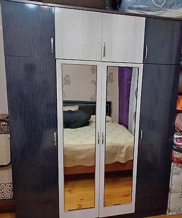 işlənmiş skaf: İşlənmiş, 3 qapılı, Güzgülü, Açılan, Düz dolab — 3