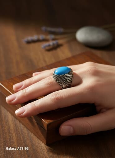 kişi nişan uzukləri: Üzük, Gümüş, Firuzə — 1