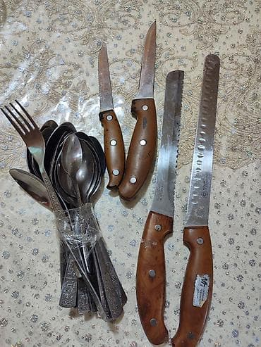 Столовые приборы: Mətbəx bıçaqları və çəngəl-qaşıq dəsti - Kombo: müxtəlif ölçülü 4 — 1