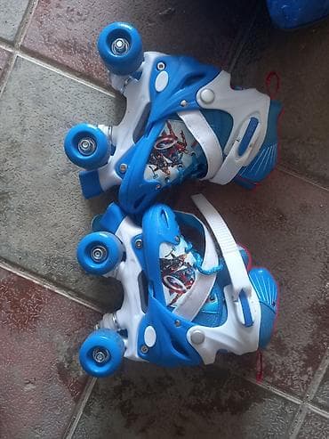 Uşaq üçün dördtəkərli konkisürmə dəsti - Rəng: mavi-ağ - Təkərlər: 4