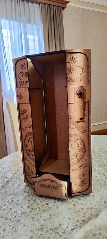 Сундуки: MDF-dən hazırlanmış viski/qəlib şüşə qutusu - Material: 3-5 mm MDF — 2