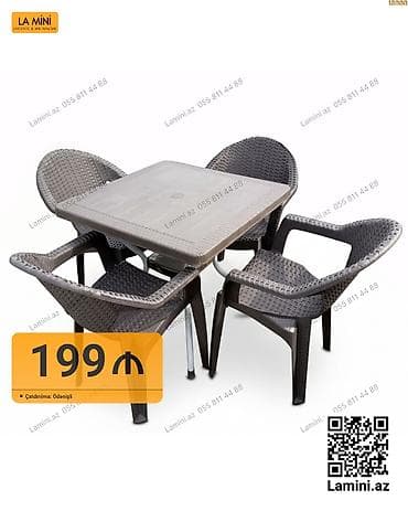 oturaca: Kvadrat masa, 4 stul, Açılmayan, Stullar ilə, Həsir toxunuşlu — 1