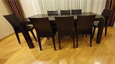 Ev üçün digər mallar: Qonaq otağı üçün, İşlənmiş, Kvadrat masa, 8 stul — 1