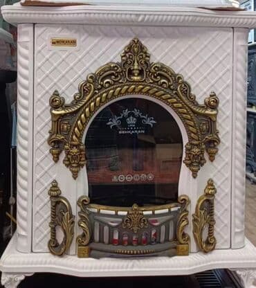 защитный экран для камина: Ağ rəngdə və qızılı naxışlarla bəzədilmiş, klassik üslubda bir — 1